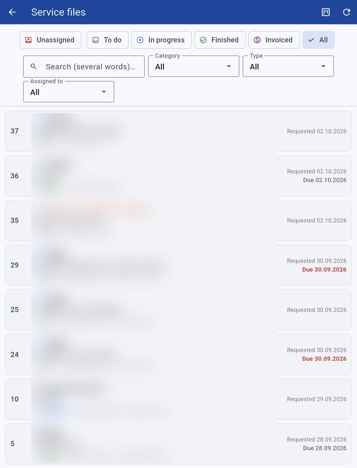 List of service files